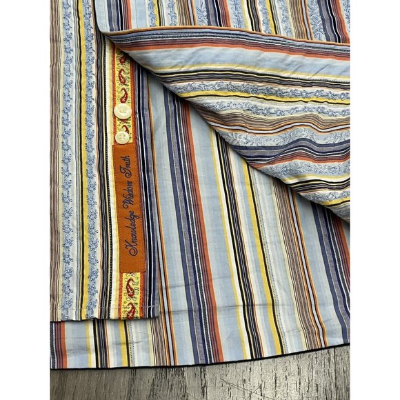 ROBERT GRAHAM L/S Textured Striped Flip Cuff Button Front Sz 2XL Embroidered - Picture 6 of 12